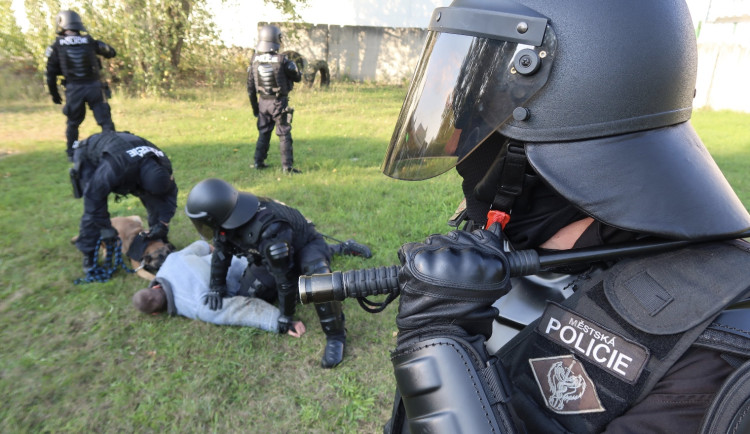 Hromadnou potyčku na benzince v Brně řešila hlídka pořádkové jednotky i psovodi