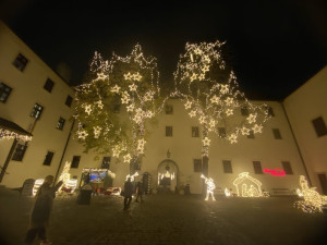 FOTO: Brněnský hrad Špilberk rozzářily statisíce světel. Odkazují na dávné legendy, nechybí ani světelný drak