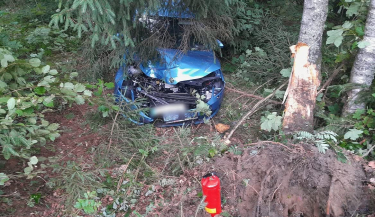Auto vyletělo ze silnice a po děsivém nárazu vyvrátilo strom. Řidič za jízdy usnul