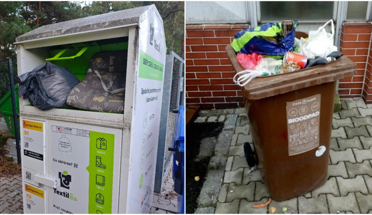 Koše na textil a bioodpad možná zmizí z ulic města. Jsou prý kolem nich jen problémy