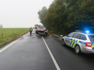 Mladý muž se zranil při dopravní nehodě u Dětřichova nad Bystřicí