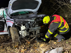 VIDEO: Auto u Vlčovic skončilo mimo silnici, pomoc zraněnému řidiči zavolalo samo