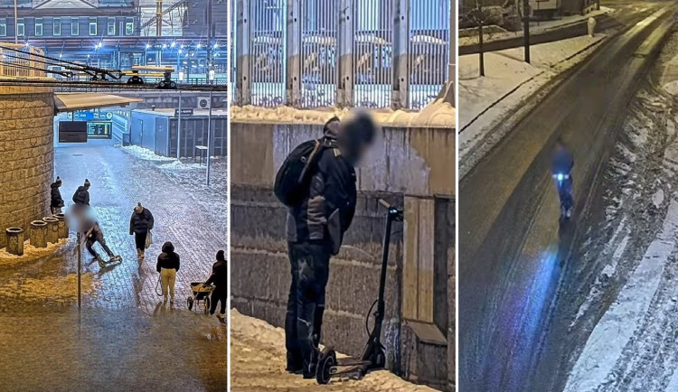 Video s bizarní jízdou opilého koloběžkáře na ledě je hitem internetu