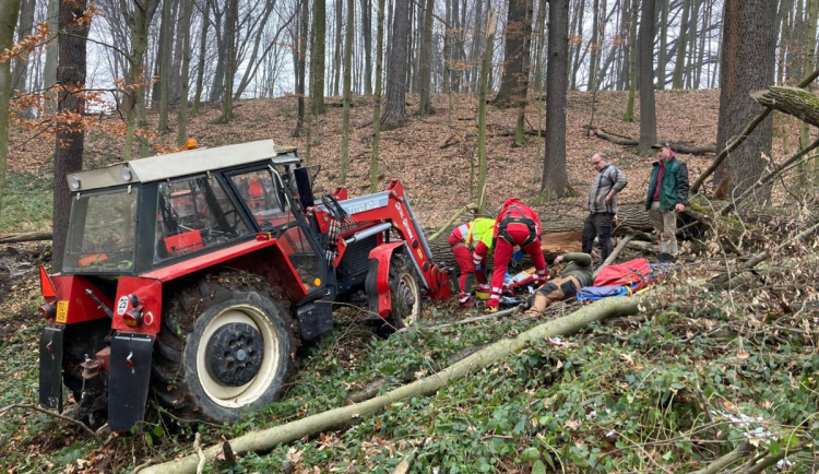 Muže při práci v lese zavalil strom, správné místo zásahu odhalila SMS lokalizace