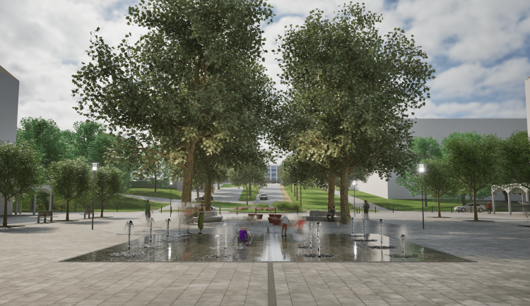 Vizualizace nového vodního prvku na náměstí