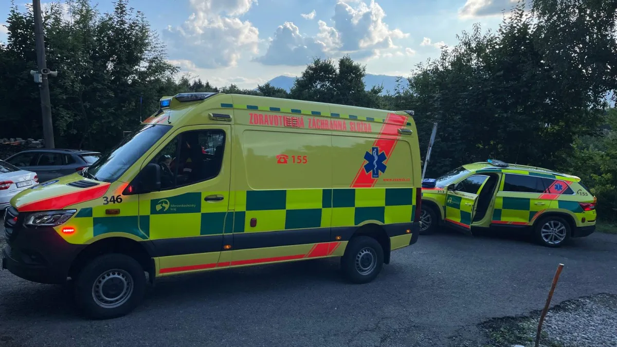 Záchranáři pomohli muži, který měl po bodnutí sršněm do hlavy alergickou reakci. Foto: Se svolením ZZS MSK