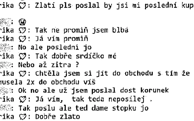 Komunikace podvedeného s podvodníkem.