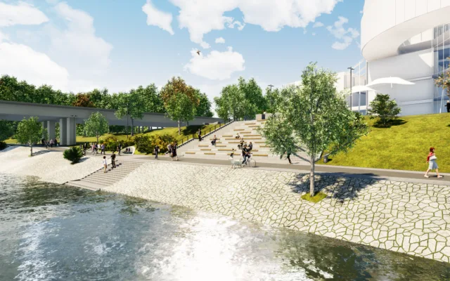 Na břeh Ostravice se vrátí stroje, v Ostravě začne další část úprav pod City Campusem