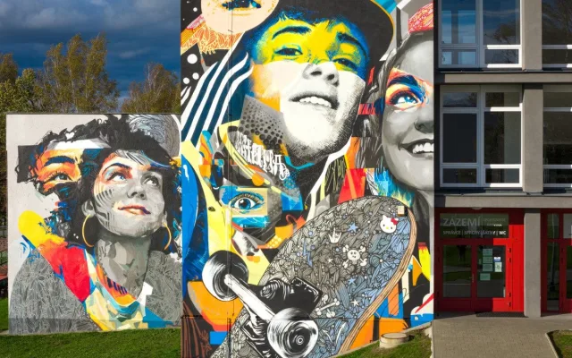 Umělec Khoma opět kouzlil. Nový mural proměnil fasádu školy v umělecké dílo