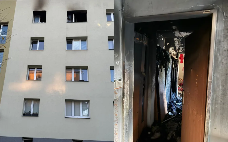 Hasiči z hořícího bytu zachraňovali 3 lidi, 2 psy a 4 kočky. Evakuovali také 20 osob