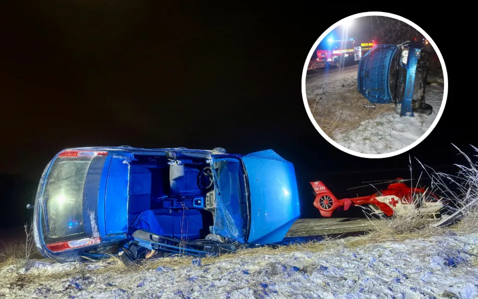 U Bílova havarovalo auto, osmiletá dívka vylezla z převráceného vozu a přivolala pomoc