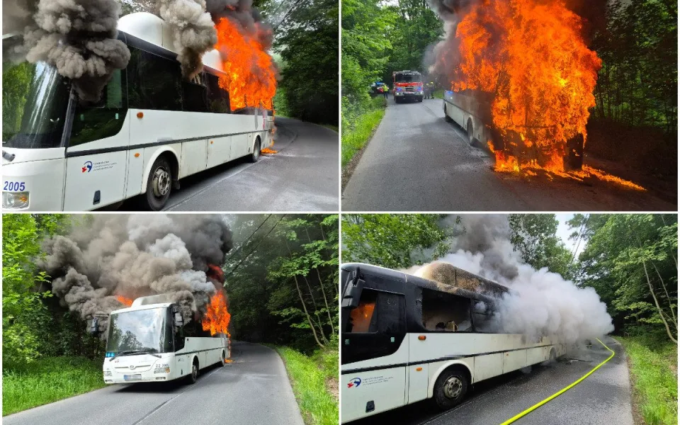 Hasiči vyjížděli k požáru autobusu ve Vítkově. Cestující i řidič stačili utéct 
